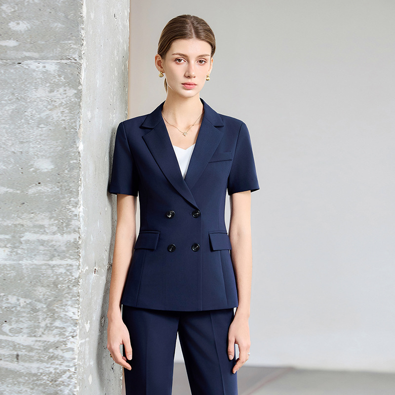 Women Formal Wear Shirt And Pant - Costume d'été fin à manches courtes