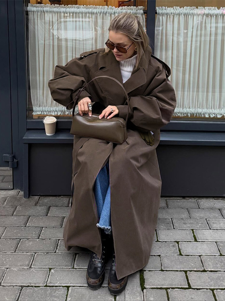 Trench Coat Formal - Nouvelle Veste Coupe-Vent Ample Unie pour