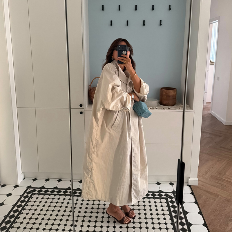 Trench Coat Formal - Manteau long oversize blanc cassé pour