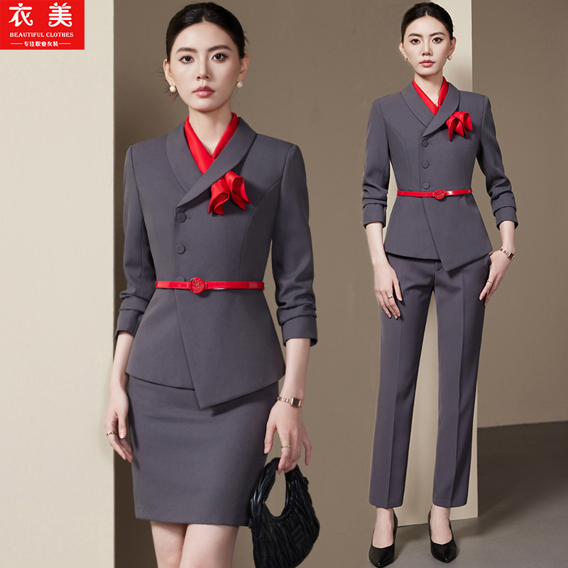 Women'S Formal Wear Stores - Ensemble de costumes gris pour femmes,