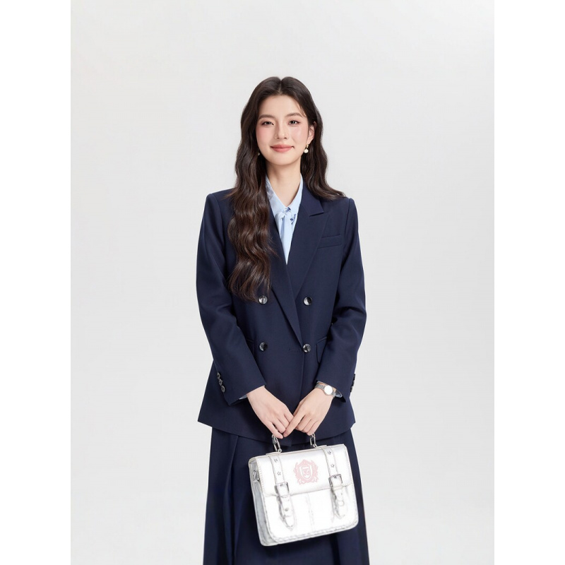 Women Formal Wear Shirt And Pant - Costume d'affaires croisé bleu marine pour