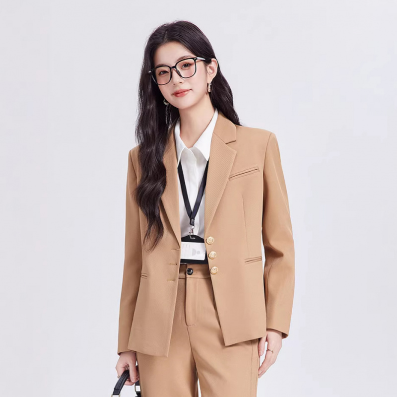 Women Formal Wear Shirt And Pant - Ensemble de costume kaki pour femme,