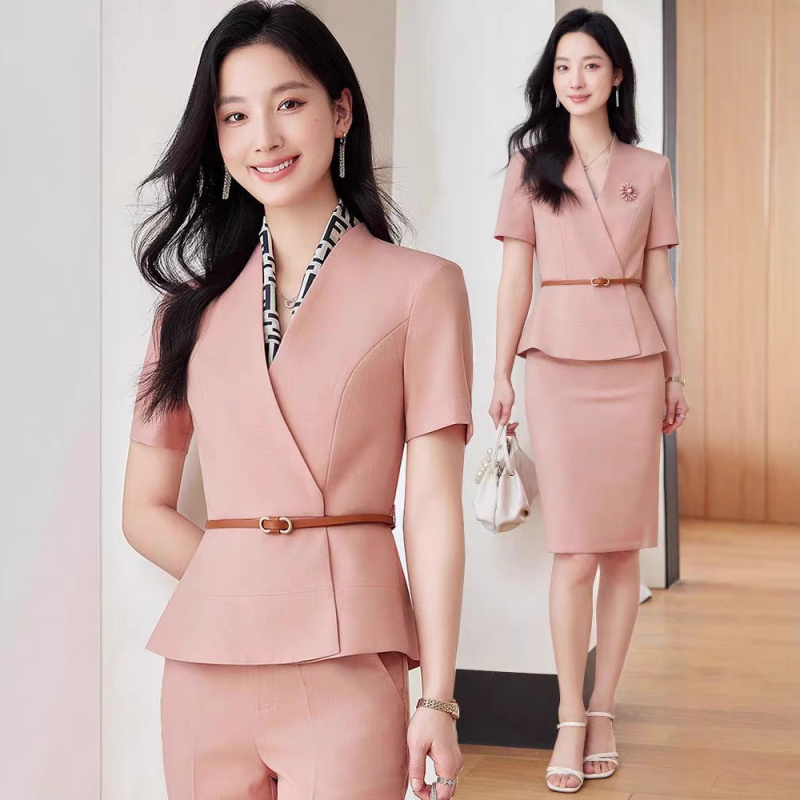 Women Formal Wear Shirt And Pant - Costume professionnel à manches courtes pour