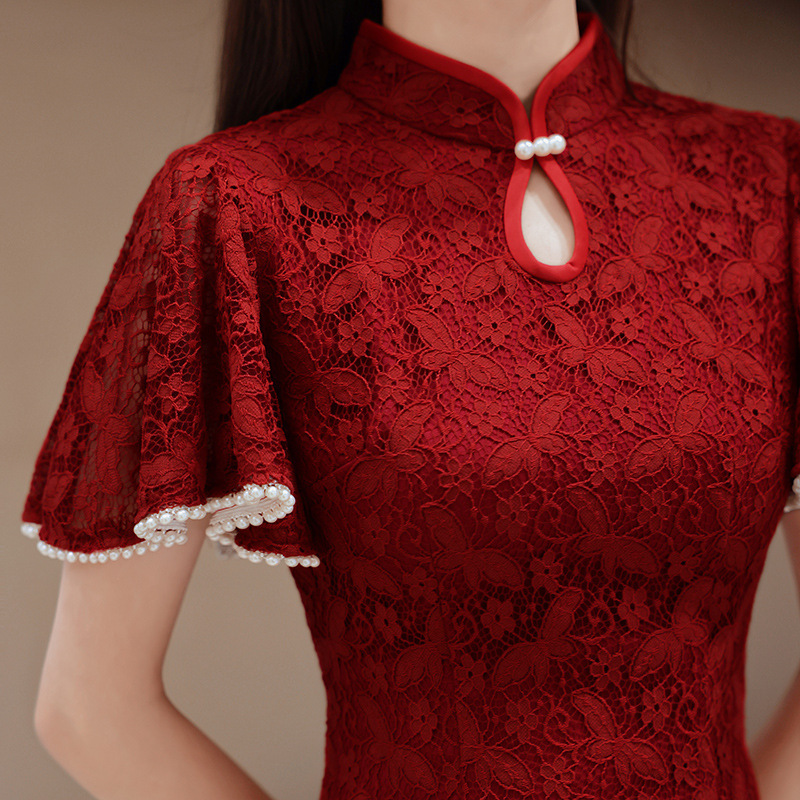 Women'S Formal Wear Wedding - Robe longue chinoise en dentelle pour