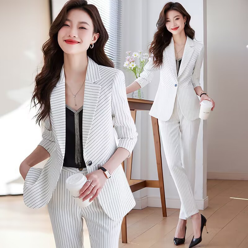 Women'S Formal Wear Stores - Costume rayé bleu pour femme 2025