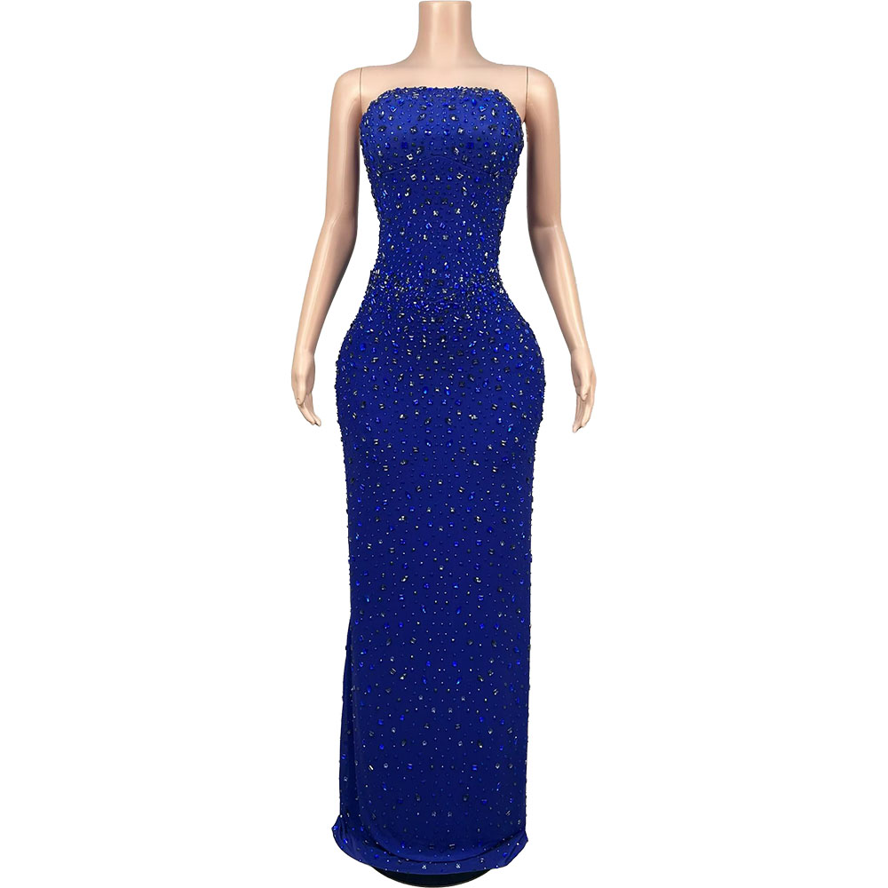 Women'S Red Formal Wear - Robe de soirée bleue sans bretelles