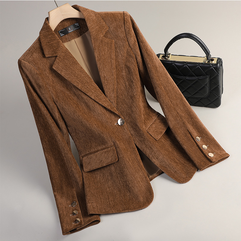 Blazer en velours jaune or pou - Women Formal Wear Coat avis et prix