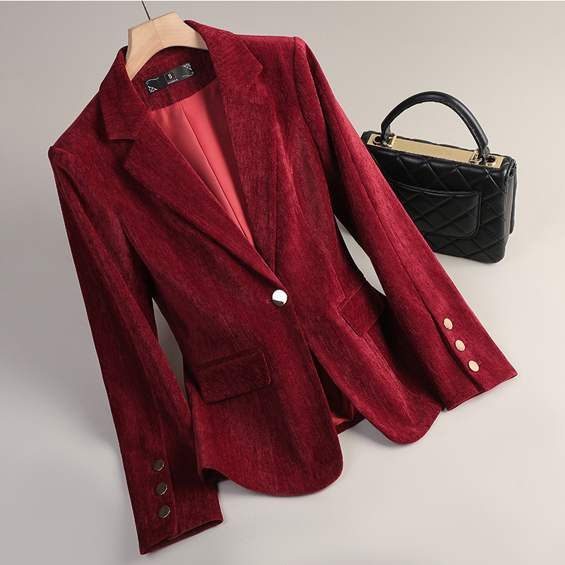 Blazer en velours jaune or pou - Women Formal Wear Coat avis et prix