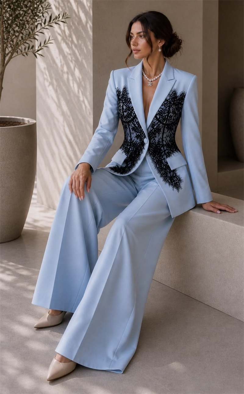 Ensemble de costumes bleus pou - Women Formal Wear Coat avis et prix